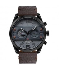 Mechanical Style Waterproof Multifunctional Men Sport Leather Wrist Quartz Watch