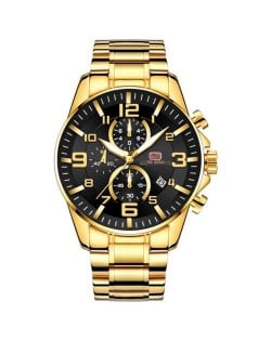 Luxurious Golden Middle East Fashion Waterproof Luminous Hand Multifunctional Men Sport Wrist Watch