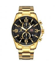 Luxurious Golden Middle East Fashion Waterproof Luminous Hand Multifunctional Men Sport Wrist Watch