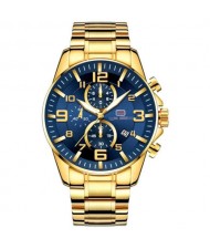 Luxurious Golden Middle East Fashion Waterproof Luminous Hand Multifunctional Men Sport Wrist Watch