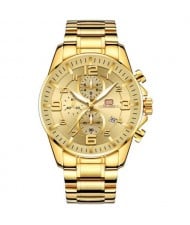 Luxurious Golden Middle East Fashion Waterproof Luminous Hand Multifunctional Men Sport Wrist Watch