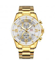 Luxurious Golden Middle East Fashion Waterproof Luminous Hand Multifunctional Men Sport Wrist Watch