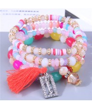 Multi-layer Beads Happy Charm High Fashion Women Wholesale Bracelet - Multicolor