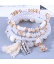 Multi-layer Beads Happy Charm High Fashion Women Wholesale Bracelet - White