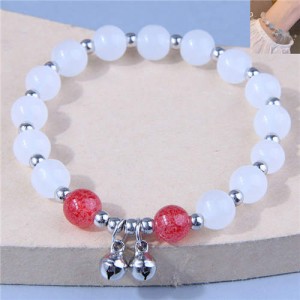 Bells Pendant Graceful Beads Office Lady Style Wholesale Bracelet - Red