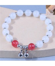 Bells Pendant Graceful Beads Office Lady Style Wholesale Bracelet - Red