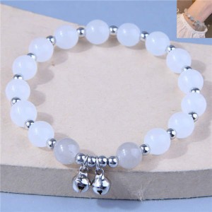 Bells Pendant Graceful Beads Office Lady Style Wholesale Bracelet - White