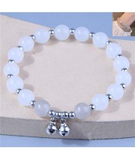 Bells Pendant Graceful Beads Office Lady Style Wholesale Bracelet - White