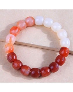 Minimalist Style Gradient Color Imitation Jade Beaded Wholesale Bracelet - Orange