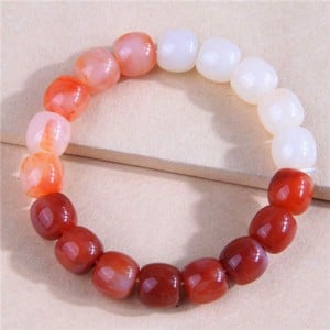 Minimalist Style Gradient Color Imitation Jade Beaded Wholesale Bracelet - Orange
