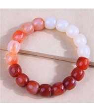 Minimalist Style Gradient Color Imitation Jade Beaded Wholesale Bracelet - Orange