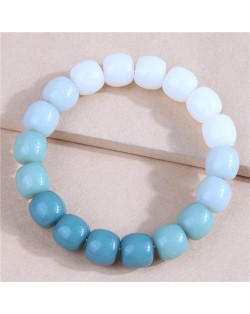 Minimalist Style Gradient Color Imitation Jade Beaded Wholesale Bracelet - Blue