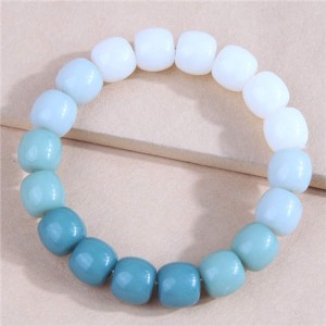 Minimalist Style Gradient Color Imitation Jade Beaded Wholesale Bracelet - Blue