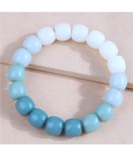 Minimalist Style Gradient Color Imitation Jade Beaded Wholesale Bracelet - Blue