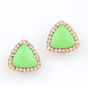 Sweet Fluorescent Delta Ear Studs - Green