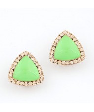 Sweet Fluorescent Delta Ear Studs - Green