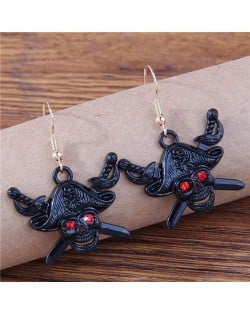 Pirate Captain Skull Design Black Fashion Halloween Wholesale Earrings