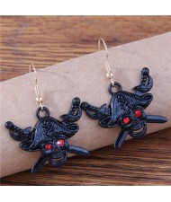 Pirate Captain Skull Design Black Fashion Halloween Wholesale Earrings