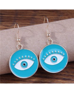 Halloween Fashion Evil Eye Design Unique Style Women Wholesale Earrings - Teal