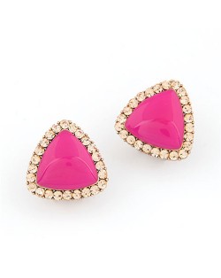 Sweet Fluorescent Delta Ear Studs - Pink