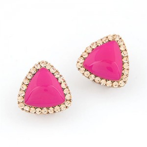 Sweet Fluorescent Delta Ear Studs - Pink