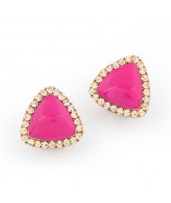 Sweet Fluorescent Delta Ear Studs - Pink