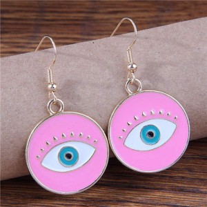 Halloween Fashion Evil Eye Design Unique Style Women Wholesale Earrings - Pink