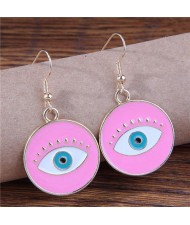 Halloween Fashion Evil Eye Design Unique Style Women Wholesale Earrings - Pink
