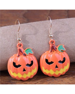 Halloween Pumpkin Design Horror Vibe Statement Earrings