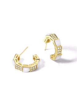 Elegant Office Lady Style Cubic Zirconia Embellished Golden Wholesale Copper Earrings