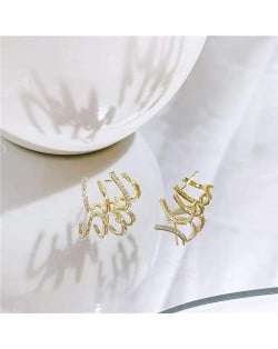 Fashionable Sweet Office Lady Cubic Zirconia Golden Claw Shape Women Wholesale Earrings