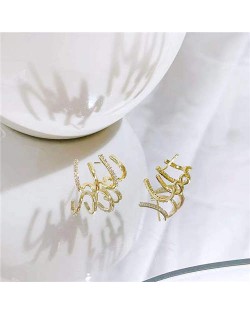 Fashionable Sweet Office Lady Cubic Zirconia Golden Claw Shape Women Wholesale Earrings