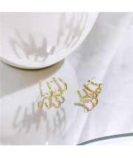 Fashionable Sweet Office Lady Cubic Zirconia Golden Claw Shape Women Wholesale Earrings