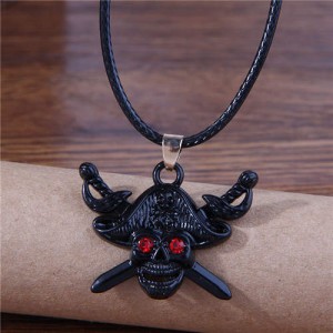 Halloween Fashion Black Pirate Captain Skull Wholesale Costume Necklace