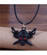 Halloween Fashion Black Pirate Captain Skull Wholesale Costume Necklace