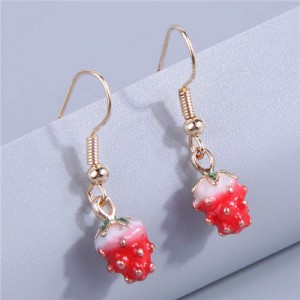 Minimalist Design Strawberry Pendant Fruit Theme Wholesale Fashion Earrings