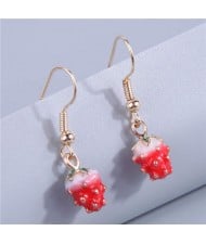 Minimalist Design Strawberry Pendant Fruit Theme Wholesale Fashion Earrings