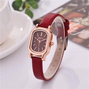 Korean Style Vintage Belt Square Simple Fashion Women Popular Wholesale Watch - Red