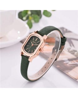 Korean Style Vintage Belt Square Simple Fashion Women Popular Wholesale Watch - Green