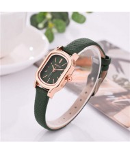 Korean Style Vintage Belt Square Simple Fashion Women Popular Wholesale Watch - Green