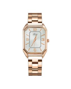 Korean Fashion Business Style Rose Gold Steel Band Women Wholesale Watch - White