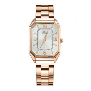 Korean Fashion Business Style Rose Gold Steel Band Women Wholesale Watch - White