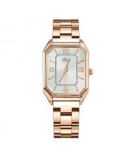 Korean Fashion Business Style Rose Gold Steel Band Women Wholesale Watch - White