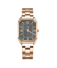 Korean Fashion Business Style Rose Gold Steel Band Women Wholesale Watch - Black