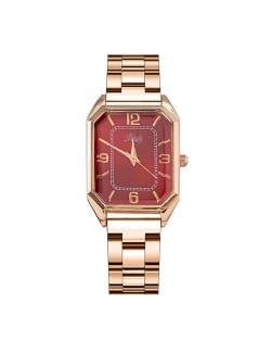 Korean Fashion Business Style Rose Gold Steel Band Women Wholesale Watch - Red