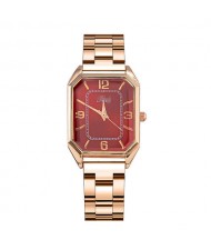 Korean Fashion Business Style Rose Gold Steel Band Women Wholesale Watch - Red