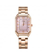 Korean Fashion Business Style Rose Gold Steel Band Women Wholesale Watch - Pink