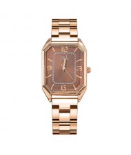 Korean Fashion Business Style Rose Gold Steel Band Women Wholesale Watch - Brown