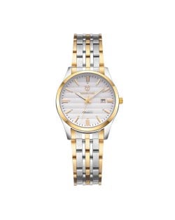 Business Style Classic Stainless Steel Chain Women Watch - Golden with Silver