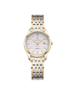 Business Style Classic Stainless Steel Chain Women Watch - Golden with Silver
